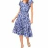 Vince Camuto Women's V-Neck Smock Waist Batik Dress