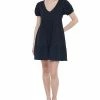 Black Tape Women's V-Neck Puff-Sleeve Babydoll Dress