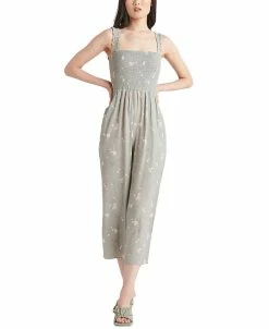 Black Tape Women's Smocked Printed Wide-Leg Jumpsuit