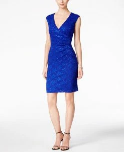 Connected Sequined Lace Sheath Dress