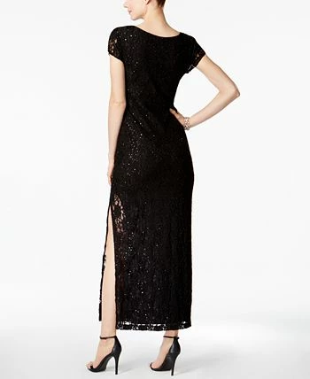 Connected Sequined Lace Column Gown - Image 2